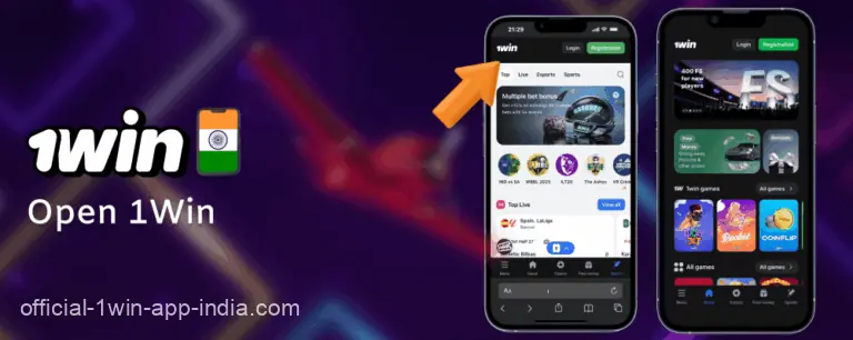 Open the 1win India website or mobile app